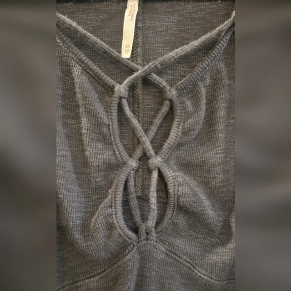 Free People Black Knit Bodysuit with Front Tie - Picture 4 of 7